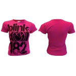 T-Shirt Blink 182 Bunnyface Three Bars Rose Femme