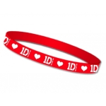 Bracelet One Direction Caoutchouc Rouge Logo 1D & Coeur