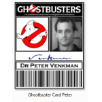 Carte Identification Ghostbusters SOS Fantomes Peter Venkman