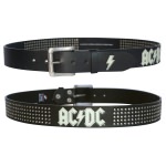 Ceinture avec boucle simple Métal ACDC Logo et Oeillets