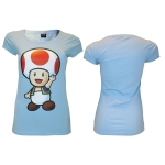 T-Shirt Nintendo Mario Toad Bleu Femme