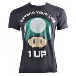 T-Shirt Nintendo Mario Champignon Extend Your Life Gris Foncé