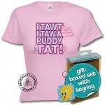 Pack T-Shirt et Porte Clé Titi et Gros Minet Rose Femme