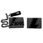 Porte Feuille Gris avec Chaîne AC/DC Logo Noir