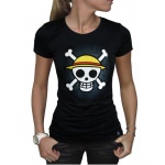 T-Shirt One Piece Logo sur carte noire Femme