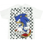 T-Shirt Sonic Sega Blanc à Damier