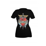 T-Shirt Bon Jovi Coeur et Dague Femme