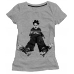 T-Shirt Charlie Chaplin Roller Gris Femme