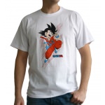 T-Shirt DragonBall Blanc Son Goku Jumping