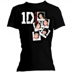 T-Shirt One Direction Noir Polaroids Dédicacés Femme